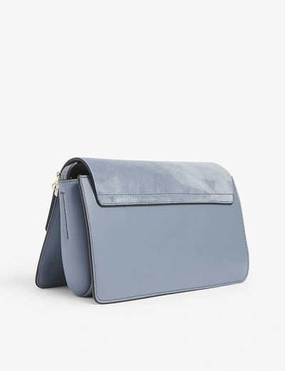 Shop Chloé Faye Small Leather Shoulder Bag In Ash Blue
