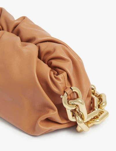 Shop Bottega Veneta The Pouch Chained Leather Clutch In Clay-gold