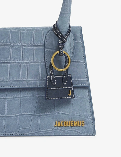 Shop Jacquemus Le Chiquito Leather Key Ring In Navy