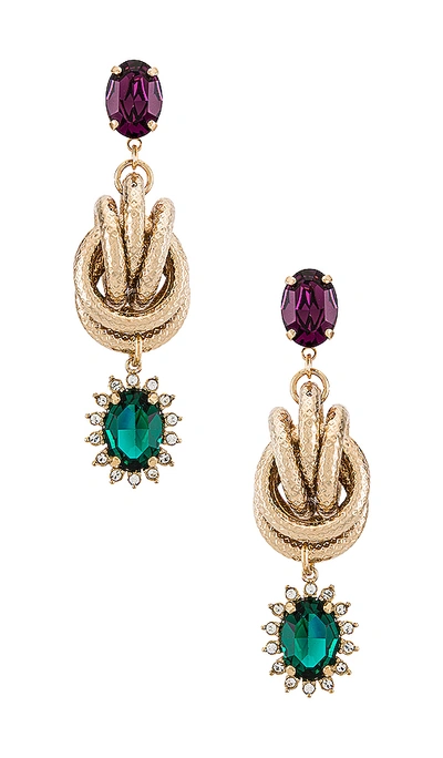 Shop Anton Heunis Knot & Charm Earring In Green  Purple & Gold