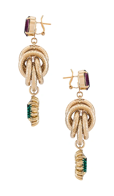Shop Anton Heunis Knot & Charm Earring In Green  Purple & Gold