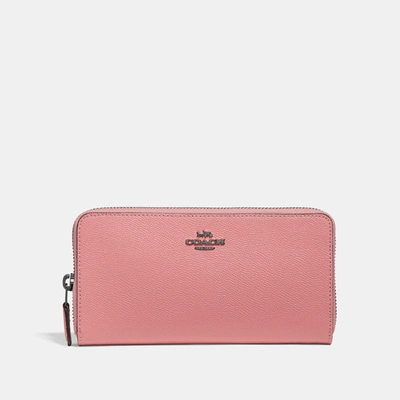 Shop Coach Accordion Zip Wallet In Pewter/vintage Pink