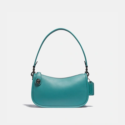 Shop Coach Swinger Bag In Pewter/retro Teal