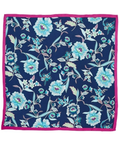 Shop Echo Tropical Floral Silk Square Scarf In Navy