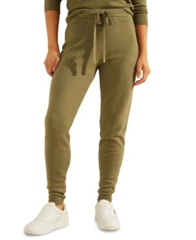 Shop Guess Tanya Sweater Jogger Pants In Army Olive Multi