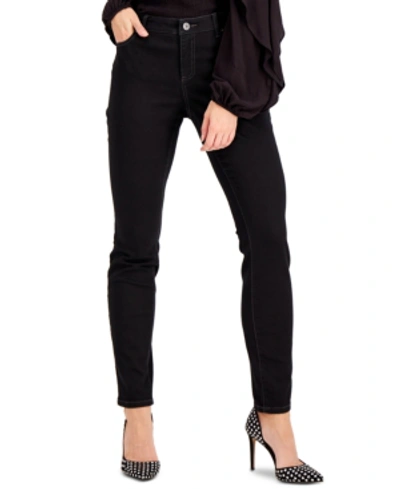 Inc International Concepts Women's Curvy Mid Rise Skinny Jeans, Created For Macy's In Deep Black