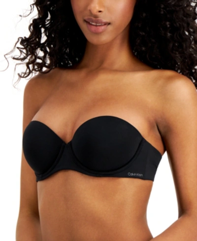 Shop Calvin Klein Women's Naked Glamour Strapless Push-up Bra Qf5677 In Black