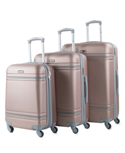Shop American Sport Plus Varsity 3-pc. Hardside Luggage Set In Rose Gold