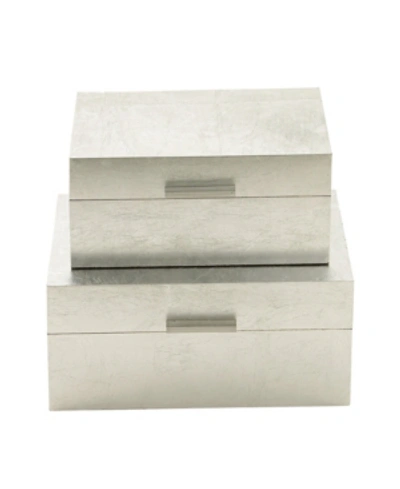 Cosmoliving By Cosmopolitan Set Of 2 Silver Wood Glam Box, 11", 13" In Silver-tone