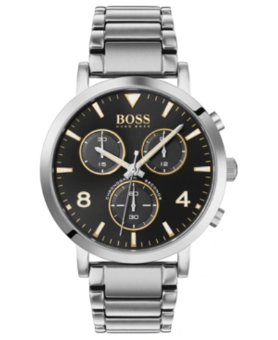 Shop Hugo Boss Men's Chronograph Spirit Stainless Steel Bracelet Watch 41mm In Silver