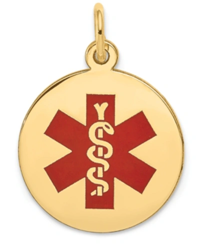 Shop Macy's Medical Info Disc Charm Pendant In 14k Gold In Yellow Gold