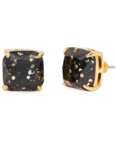 Shop Kate Spade Glitter Crystal Square Stud Earrings In Black