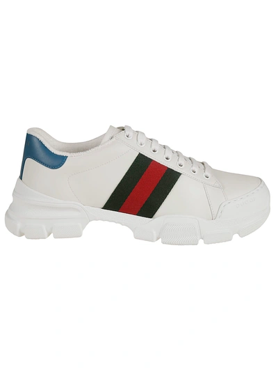 Shop Gucci Web Stripe Detail Sneakers In White