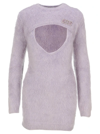 Shop Gcds Mohair Mini Dress In Lillac