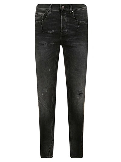 Shop Les Hommes Leather Band Slim Fit Jeans In Black