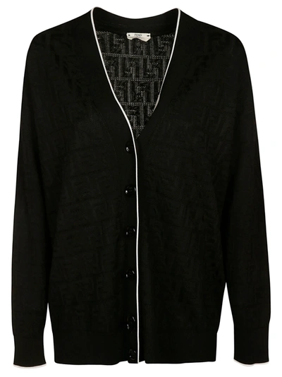 Shop Fendi All-over Patterned Cardigan In Black