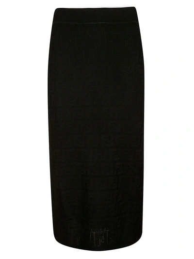 Shop Fendi All-over Patterned Skirt In Black