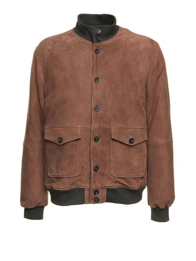 Shop Altea Nappa Suede Bomber Jacket In Taupe