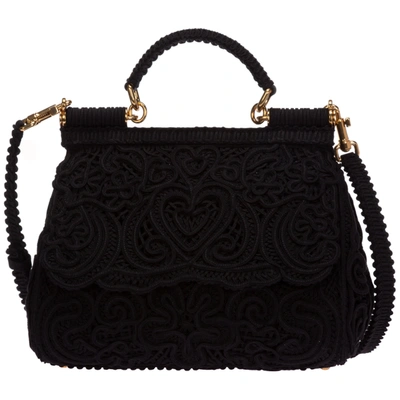 Shop Dolce & Gabbana Sicily Handbags In Nero