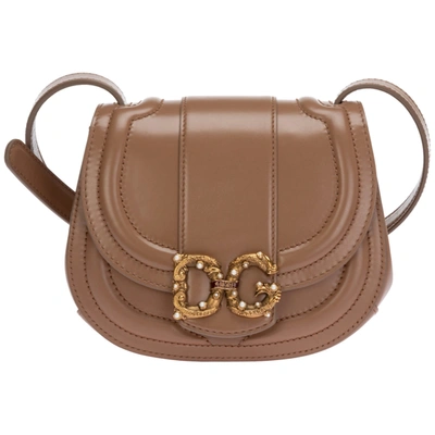 Shop Dolce & Gabbana Dg Amore Crossbody Bags In Beige