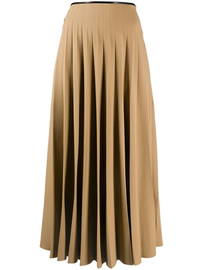 Shop Peter Do High-waisted Pleated Skirt In Brown