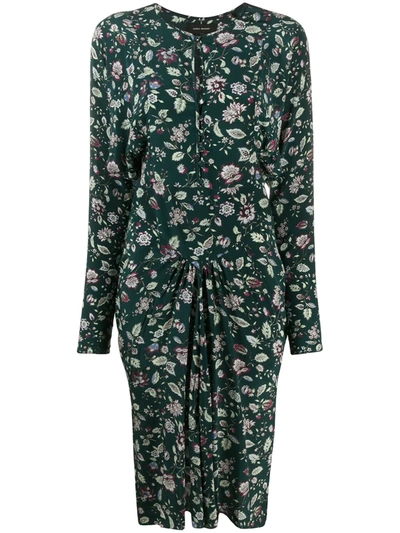 Shop Isabel Marant Floral-print Fitted Midi Dress In Green