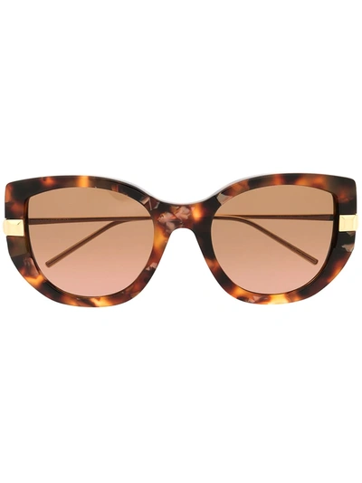 Shop Boucheron Tortoiseshell Cat-eye Sunglasses In Brown