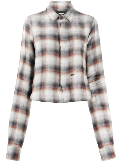 Shop Dsquared2 Long-sleeve Checked Shirt In Grey