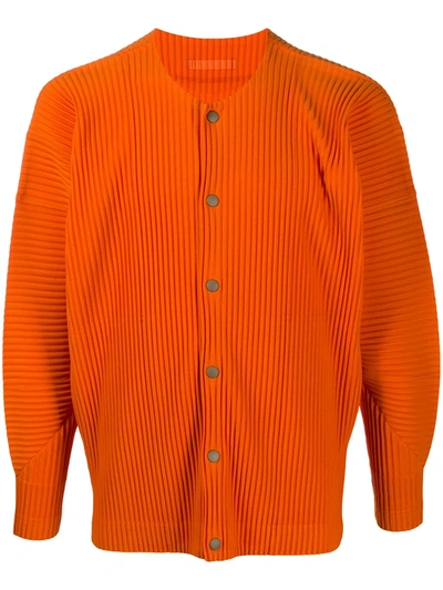 Shop Issey Miyake Micro-pleated Shirt In Orange