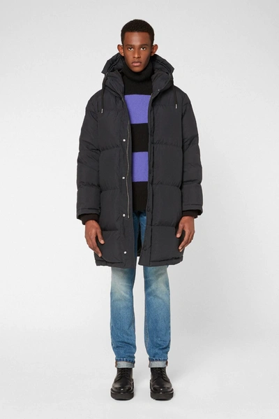 Shop Ami Alexandre Mattiussi Hooded Long Down Jacket In Black