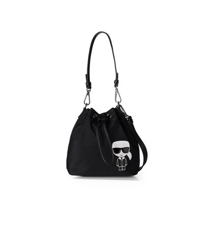 Shop Karl Lagerfeld K/ikonik Black Nylon Bucket Bag