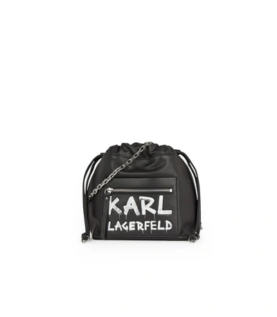 Shop Karl Lagerfeld K Soho Graffiti Black Bucket Bag