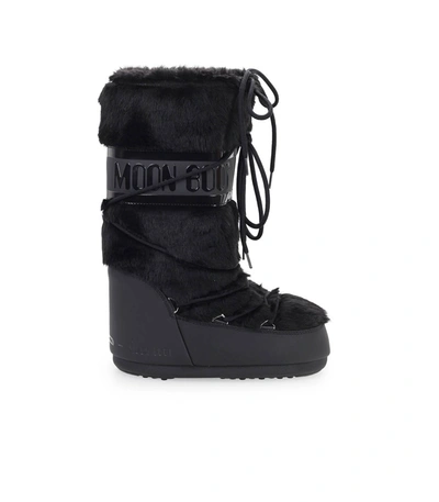 Shop Moon Boot Classic Faux Fur Black Snow Boot