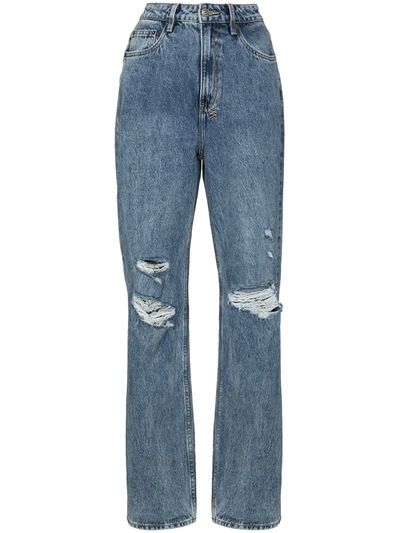 Shop Ksubi Ripped Detail Straight-leg Jeans In Blue