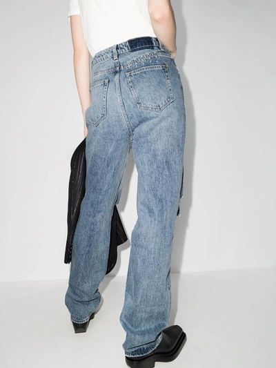Shop Ksubi Ripped Detail Straight-leg Jeans In Blue