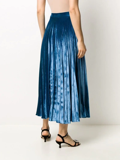 Shop Christopher Kane Crystal-embellished Pleated Midi Skirt In Blue