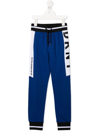 Shop Dkny Logo Print Track Pants In Blue