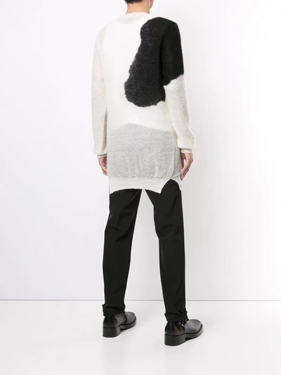 Shop Ann Demeulemeester Two-tone Long-sleeve Jumper In White