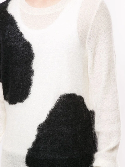 Shop Ann Demeulemeester Two-tone Long-sleeve Jumper In White