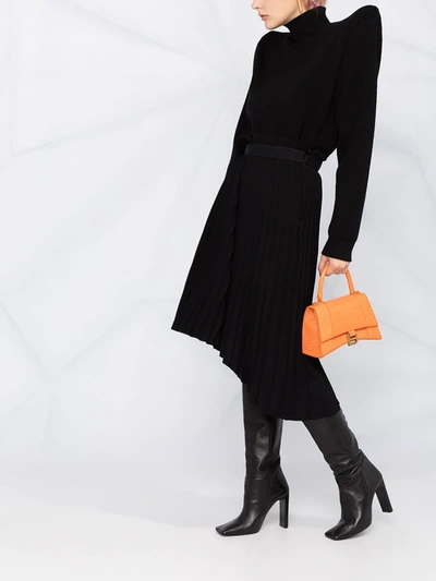 Shop Balenciaga Exaggerated-shoulder High-neck Jumper In Black