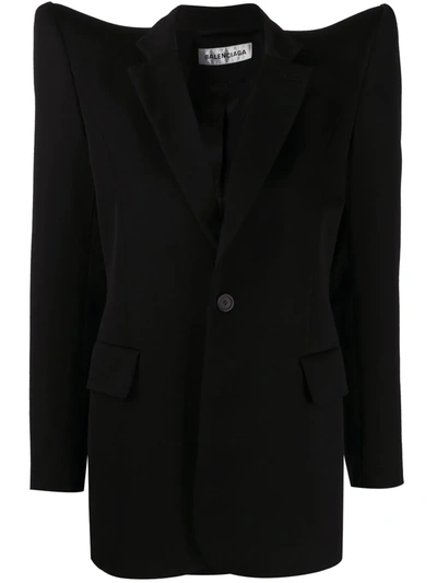 Shop Balenciaga Exaggerated-shoulder Single-breasted Jacket In Black