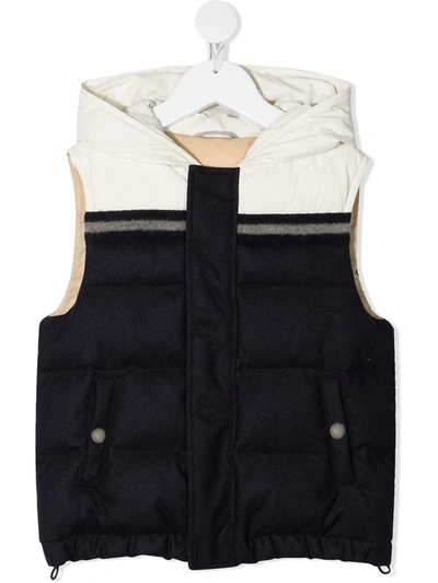 Shop Brunello Cucinelli Two-tone Padded Gilet In Blue