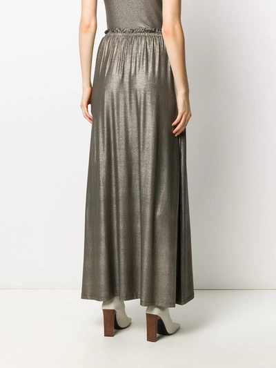 Shop Majestic Metallic Midi Skirt In Green