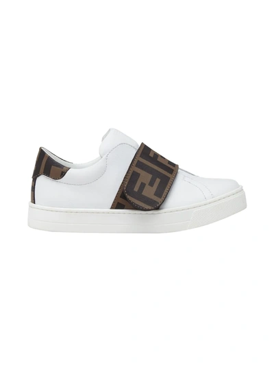 Fendi Ff Touch-strap Sneakers In White