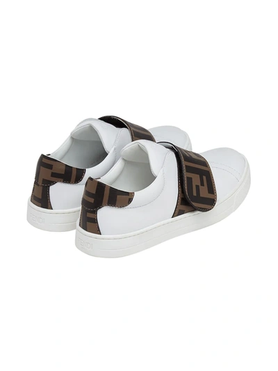 Fendi Ff Touch-strap Sneakers In White