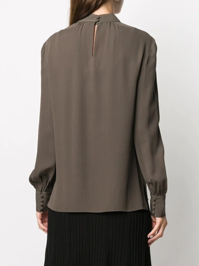 Shop Theory Chest Slit Silk Blouse In Green