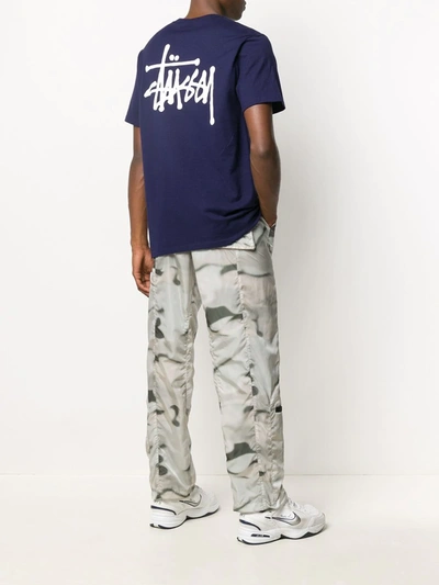 Shop Stussy Logo-print Cotton T-shirt In Blue