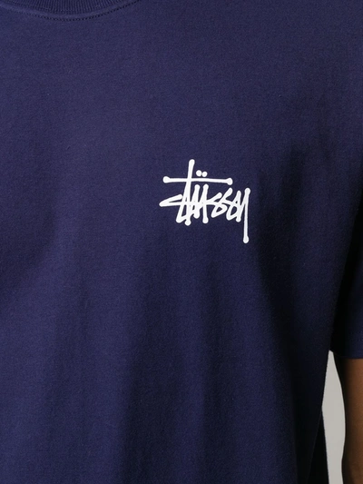 Shop Stussy Logo-print Cotton T-shirt In Blue