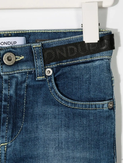 Shop Dondup Logo-tape Slim Jeans In Blue