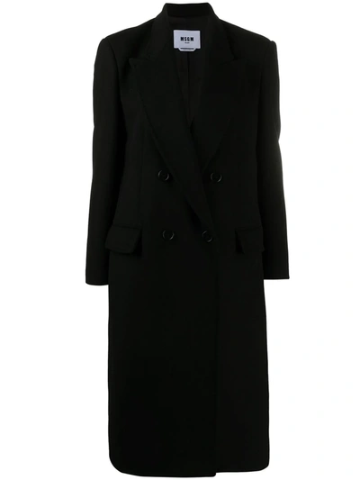 Shop Msgm Virgin Wool-blend Coat In Black